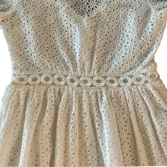 Aqua Eyelet Little White Dress - Picture 4 of 9